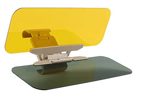 Baceyong 320 * 140 * 2 mm Auto Tag/Nacht verstellbare Visierverlängerung Gelb 180 ° Schnitt Anti-Glare Abnehmbares Visier Autoteile