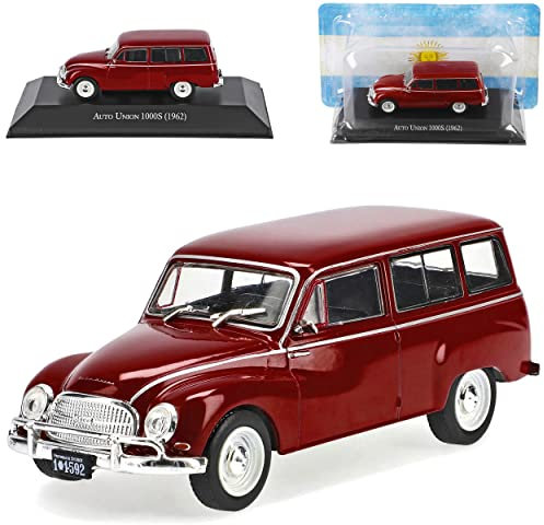 Ixo Auto Union 1000 S Kombi Rot 1958-1963 mit Sockel 1/43 DeAgostini Modell Auto mit individiuellem Wunschkennzeichen
