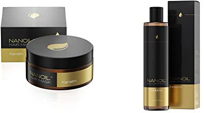 NANOIL Haar maske mit Keratin – Haar maske, Regeneration und Revitalisierung, 300 ml & Mizellen shampoo mit Keratin Mizellen shampoo mit Keratin, 300 ml, Regeneration und Reinigung