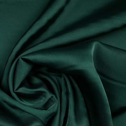 Over 50 Colours Fine Silky Smooth Liquid Sateen Satin Dress Fabric Drape Lining (1 Metre, Bottle Green 7032)