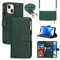 Cavor Compatible with iPhone 14 Case With Card Holder With Strap,Flip Leather Crossbody Women Wallet Case,[9 Card Holders][2 Lanyards],Cover Phone Case Compatible with iPhone 14 - Dark Green