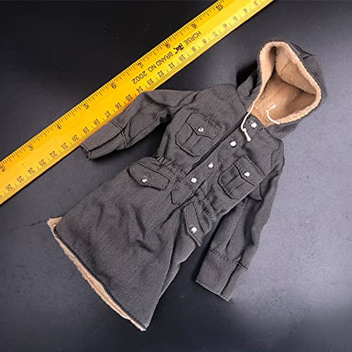 VUSLA 1/6 Scale Fleece Grey Coat German Wehrmacht Miniature Toy Soldier Clothing Model Fit for 12 Action Figures,A