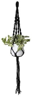Artevasi Macrame Plant Hangers, Indoor and outdoor Wall Hanging Planters, Handmade Cotton Rope, Flower Pots Holder Stand, Single spiral knot (Black, 39 inch)