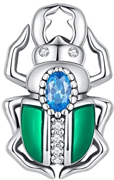 BIXPAK Grüner Käfer-Armband-Charm for Damen aus 925er Sterlingsilber, kompatibel mit Pandora Troll Chamilia Biagi und europäischen Armbändern und Halsketten SCC2432