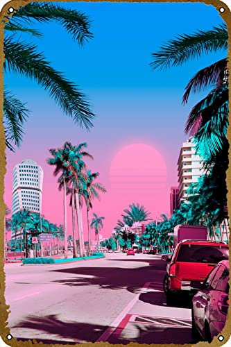 Miami Vice City Poster Videospiel Metall Blechschild Gaming Coole Wanddekoration Geschenke für Gamer 30,5 x 20,3 cm