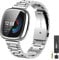 EZMVZKU Metall Armband und Cover für Fitbit Versa 4/Sense 2,Edelstahl Ersatzarmband Kompatibel mit Fitbit Sense 2/Versa 4 Uhrenarmband und Schutzhülle,Silber