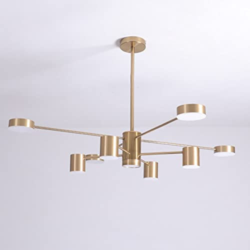 KRIPINC Sputnik Kronleuchter, Sputnik Deckenleuchte, Kronleuchter Gold, LED Deckenlampe, Deckenleuchte Industrial, Mid Century Höhenverstellung Kronleuchter Deckenleuchte (3 Beleuchtungsfarben, 8+1)