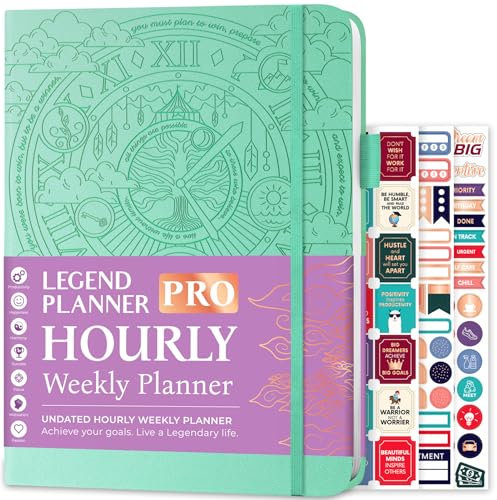 Legend Planner Pro Stundenplan-Edition, undatierter Deluxe-Wochen- und Tages-Organizer mit Zeitfächern, Zeitmanagement-Terminbuch, Tagebuch für Arbeit und Privatleben, A4-Größe, Hardcover, Aquamarin