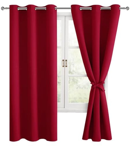 Hiasan Schlafzimmer Gardinen, Verdunklungsvorhänge, Vorhänge mit Ösen, Weihnachten Rot Blickdicht Vorhänge,2 Stück,106 x 160 cm (Breite x Höhe),weiche Schiebevorhänge Kurz