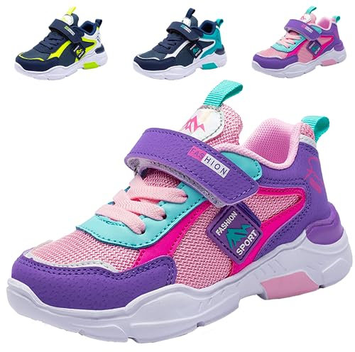 Chaussures de Course Fille 30 Basket Enfants Athlétiques Sneakers Garçon de Sport Running Walkingshoes Respirant Confortable Compétition Entraînement Mode Shoes Été Léger Outdoor Rose