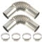2pcs Stainless Steel Exhaust Pipe Elbow Connector 25MM Gas Vent Hose with Two Stainless Steel Clamps for Diesel Heater