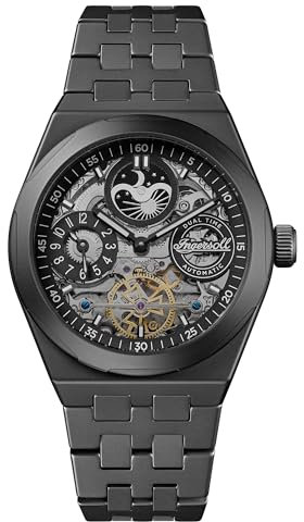 Ingersoll 43-mm-Automatikuhr 1892 The Broadway für Herren mit schwarzem Zifferblatt und schwarzem Keramikarmband I15102