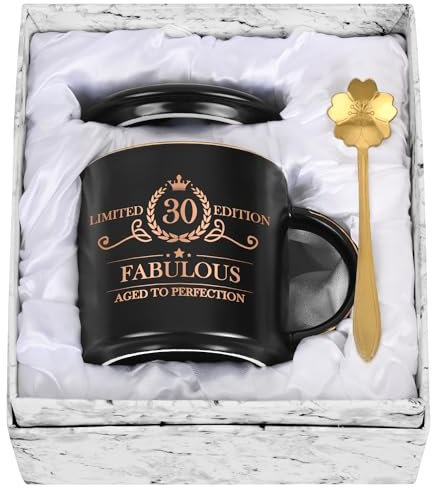 Joymaking 30. Geburtstag Geschenk für Frauen 12oz Kaffeetasse mit Geschenkpackung, Geburtstagsgeschenk für Mutter Mitarbeiter Freund Chef, Kaffee Tasse für Geburtstag Weihnachten, Schwarz