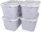 Aoki Box Lot de 4 Boites Rangements plastique avec couvercle, 45L, Gris Mauve -Clips de Fermeture, Poignée, Empilable, Portable, Solide & Durable, pour Dressing, Garage, Chambre, Bureau