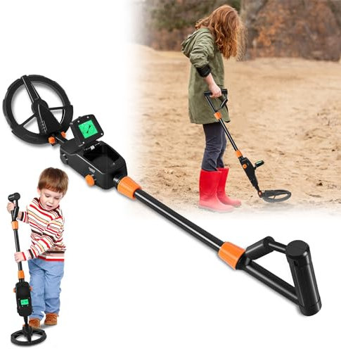 Aufun Metalldetektor Kinder Kinderdetektor,mit LCD-Anzeige & Präzisionsfunktion, inkl. Batterie, Tragtasche, Schaufel, für Kinder und Anfänger zur Schatzsuche