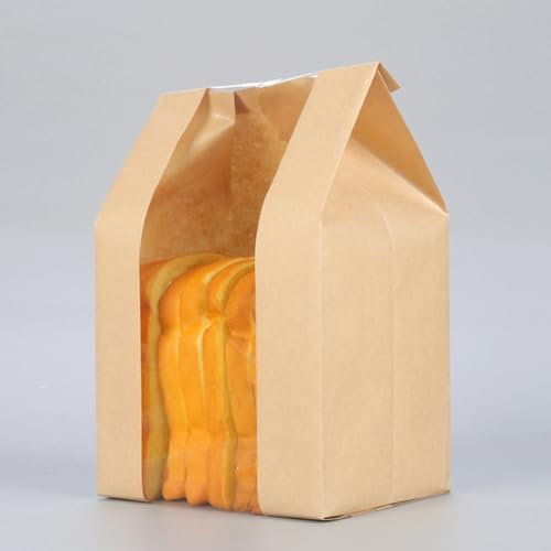35 Pack Paper Bread Bags with Window Bread Bags,Paper Bread Bags Kraft Paper For Homemade Bread for Cookies, Bread, and Treats - Large Kraft 32x21x10CM