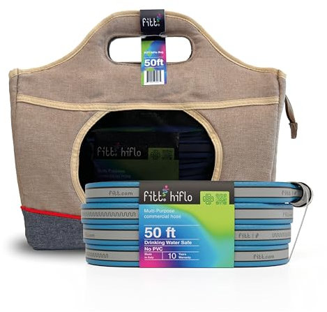 FITT HiFlo Wasserschlauch, 15,2 m, Mehrzweck-Gartenschlauch mit Tasche, einfach zu bedienen und langlebige Leistung