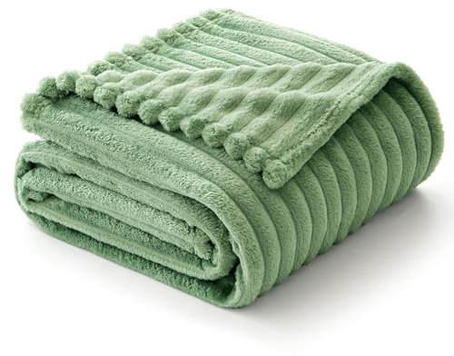 EMEMA Kuscheldecke Flauschig Decke Fleecedecke Wohndecken Couchdecke Flauschig Überwurf Mikrofaser Tagesdecke Sofadecke Blanket Für Bett Sofa Schlafzimmer Büro 150x200 cm Matcha Grün