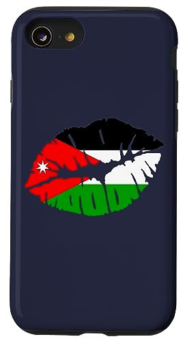 Hülle für iPhone SE (2020) / 7 / 8 Jordanische Flagge, Lippenkuss, Küssender Mund, Geschenk für Jordanier