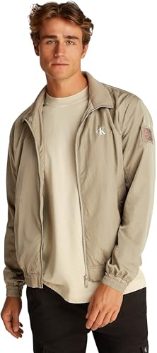 Calvin Klein Herren Windbreaker Jacke Unpadded Harrington mit Stehkragen, Beige (Stone Gray), M