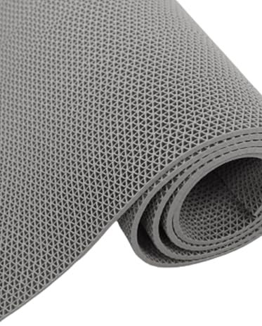 HNDL Non Slip Matting Roll pool mats outdoor Openwork Drainage Mat Rubber Floor Mats for Garage Pools Restaurant Bars Bathroom Patio Outdoor Indoor (Grey) 1m