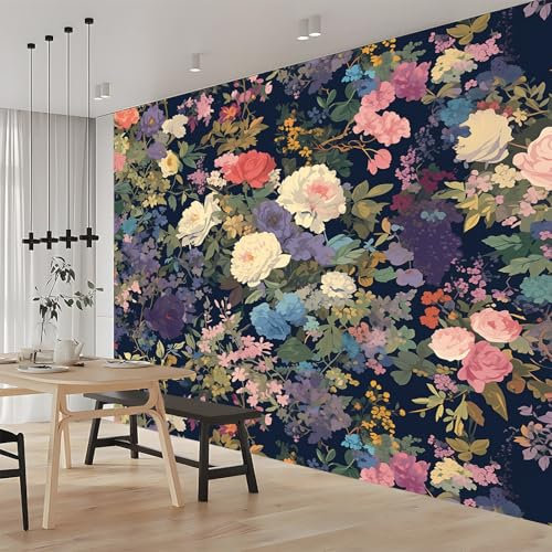 Fototapete Florale Illustrationfarbig 350x256 cm Tapete Wandtapete Wanddeko Design Mustertapete Wand Dekoration Wohnzimmer Schlafzimmer Büro Flur