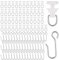 100 Stück Gardinenrollen für Schienen Vorhanggleiter Set Enthält 50 Gardinen Röllchen und 50 Metall Vorhanghaken Weiße Gardinen Rollengleiter S Curtain Hooks für Biegbare Vorhänge Duschvorhangschienen
