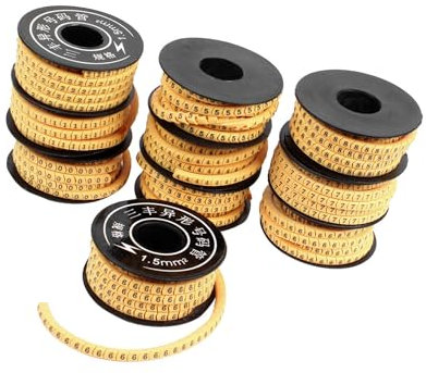 Hihaha 10 Pcs Yellow Flexible PVC Number 0-9 Print 1.5mm2 Wire Cable Markers Tag Durable Material