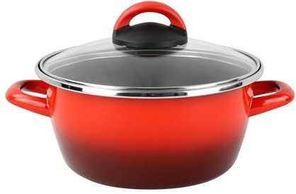 Cacerola 'SR' Ø28cm CON tapa de vidrio color rojo Magefesa