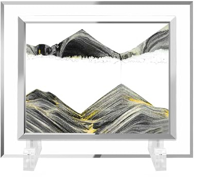 AzureLeap Art de Sable 3D Dynamique, Image en Mouvement, Sablier en Verre Carré, Paysage Sous-Marin 3D pour Décoration de Bureau et Maison [Noir-5]