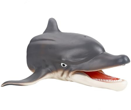Andux Tier Handpuppe Realistisches Interaktives Rollenspiel Handpuppenspielzeug aus Weichgummi DWSO-01 (Delfin)
