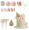 21 Stück Acryl Lady Face Torten Deko - Vintage Künstliche Rosen Blumen Blätter Kuchen Topper Dekor Acryl Minimalistische Kunst Dame Gold Gesicht Kuchen Topper Boho Tortendeko Dekoration