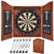 Yirinatek Dartscheibe Steeldart, Dekoratives Sisal Dartscheibe Schrank-Set [12* Steeldart], Profi Steel Dart Scheibe mit Türen- Holzschranktüren mit Integrierter Anzeigetafe (Apricot, One Size)