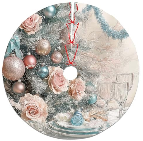 Elegante Rose Gold Weihnachtsbaum Rock Vintage Dekorative Baumabdeckung für Urlaub Home Decor Winter Festlich Indoor/Outdoor Zubehör 91,4 cm