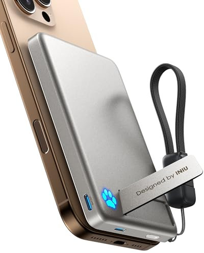 INIU Qi2-Certificato 30W Magnetic Power Bank, 10000 mAh Power Bank con Ultrasottile, Powerbank Magnetico Compatibile Solo con iPhone 16 15 14 13 12 Pro Max Plus iPad Pro etc, Bianco