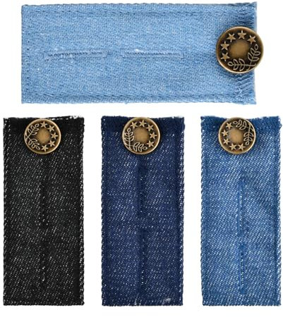YILANJIN 4 Piezas Extensores de Pantalones, Extender Cintura Jeans, Extensores Ajustables, Botón Extensor de Cintura de Denim, Botón Alargador, Extensión de Botón para Jean Pantalon Mujere Hombre