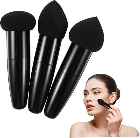 IWOWHERO 3 Stück-pack Make Up Puff Stift Geschmeidiger Make Up Schwamm Schwämmchen Schminken Pp Latex Schwarz Tragbares Schminkwerkzeug für Präzises Auftragen