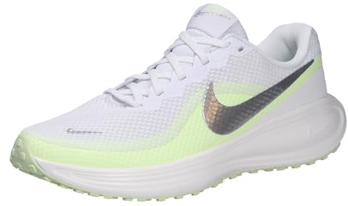 NIKE Revolution 8 Sneaker, White Metallic Silver Barely Volt Volt, 7 UK