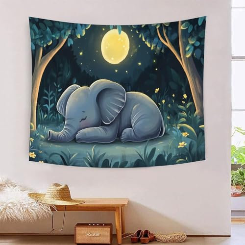 DCABEIOOE Little Elefant Wandteppich Plakat Tapisserie Wandtuch 70cmx100cm