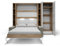 MAXIMAHOUSE Schrankbett vertikal mit Sofa, 2 Regalen und Kleiderschrank, Invento LED 140V mit Lattenrost aus Holz, Wandklappbett 140x200 modern Design (Eiche Country/Weiß matt+ beiges Sofa)