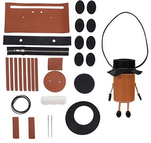 KALLORY 1 Satz Selbstgemachte Beuteltaschen Herstellung selbstgemachte Selfmade DIY Handtasche Material DIY Tasche Ledermaterial handgemachte Nähtasche PU-Leder Brown