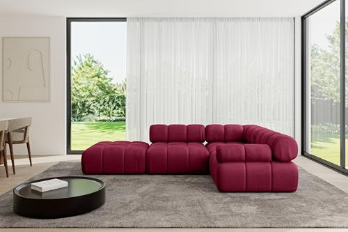 ALTDECOR Modulares Sofa Ecksofa in L-Form Corner modular Sofa Eckcouch Couch Wohnlandschaft Cauchsofa Polstersofa Felto-L1-285x190x70 cm Bordeauxrot