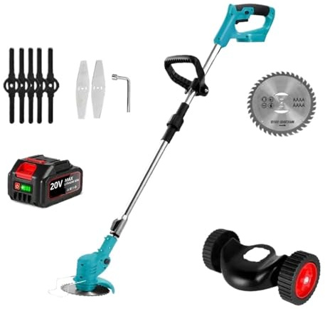 SMTYXS Akku-Rasenmäher, Faltbarer Rasentrimmer, Verstellbar, for Den Garten, for Beschneiden Und Schneiden, Elektrowerkzeuge(One Battery)