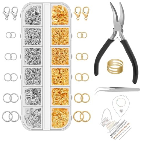 Opdestn Schmuck Reparaturset Universal | 1200 Teile Zubehör Für Schmuckherstellung,Handgemachte Bastelzubehör Für Alltag Reise Festlichkeiten Hochzeit