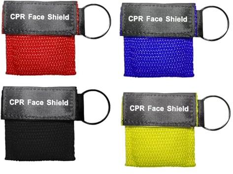 4 Stück Beatmungsmaske Erste Hilfe, CPR Maske Face Shield, Beatmungsmaske | Beatmungsmaske Schlüsselanhänger, Beatmungstuch, Feuerwehr Ambubeutel, Tragbarkeit Beatmungsbeutel