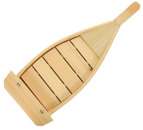 Toyvian Holz Sushi Servierplatte Boot form Großes Japanisches Snacktablett Sashimi Platte Für Restaurant Zuhause Natürliches Holz Sushi Schiff Display