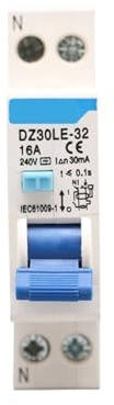 Disjoncteur différentiel à courant résiduel AC 1P 230V 10A 16A 20A 25A 32A Interrupteur de sécurité DZ30LE-32(16A)