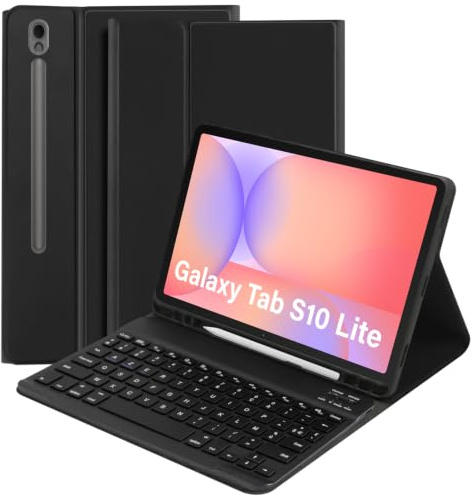 Étui Clavier pour Samsung Galaxy Tab S10 Lite / S10 FE / S9 FE / S9 | Coque Clavier pour Samsung Tablette, Coque Étui Avec Bluetooth Français (AZERTY), Tablette Clavier avec Support S-Pen, Noir