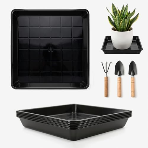 XLTBOMS Lot de 5 Soucoupes Carrées en Plastique 30 x 30 cm Soucoupe Carrée