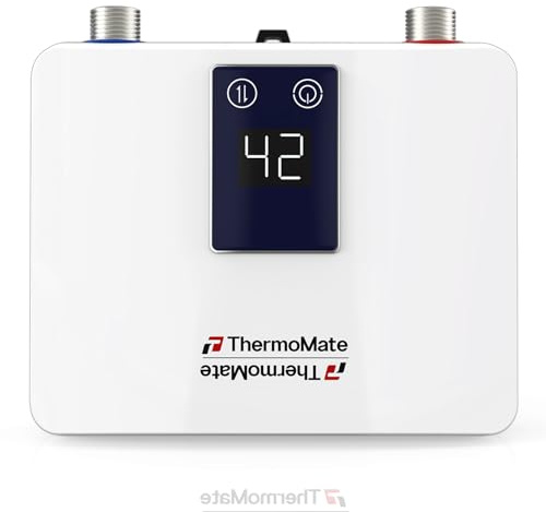 ThermoMate Mini Durchlauferhitzer 3,5kW für Handwaschbecken mit Stecker | Druckfest elektronischer Warmwasserbereiter für Küche und Badezimmer, Platzsparend, 230V